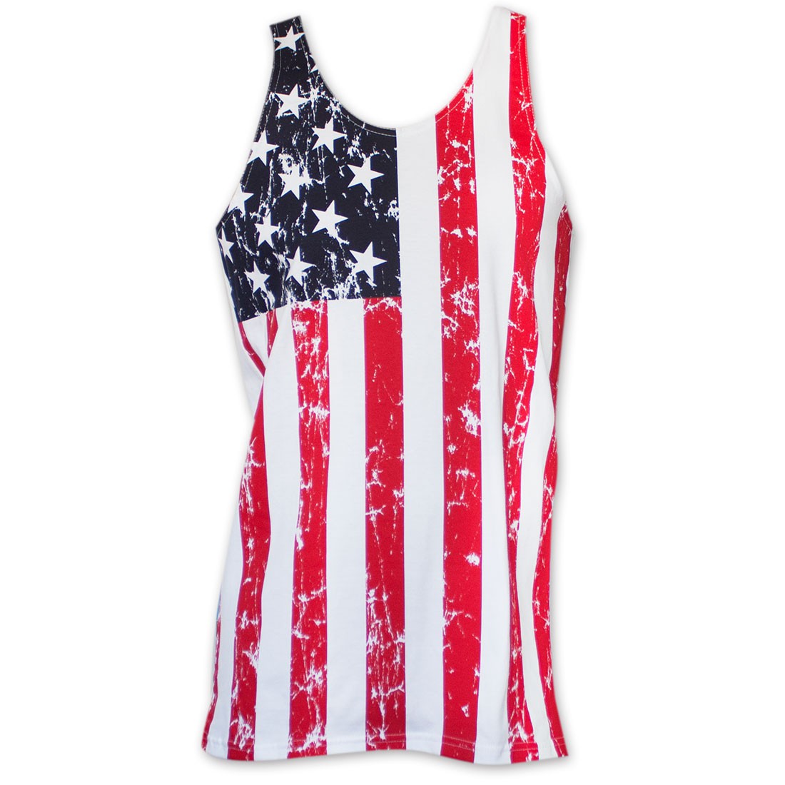 23944-Medium USA Mens Distressed Tank Top, White - Medium
