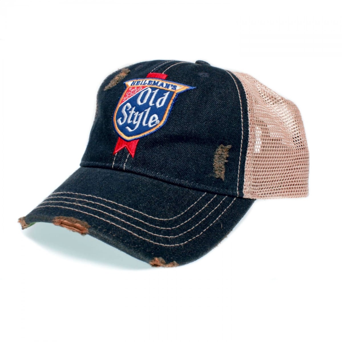 811806  Distressed Patch Logo Adjustable Trucker Hat