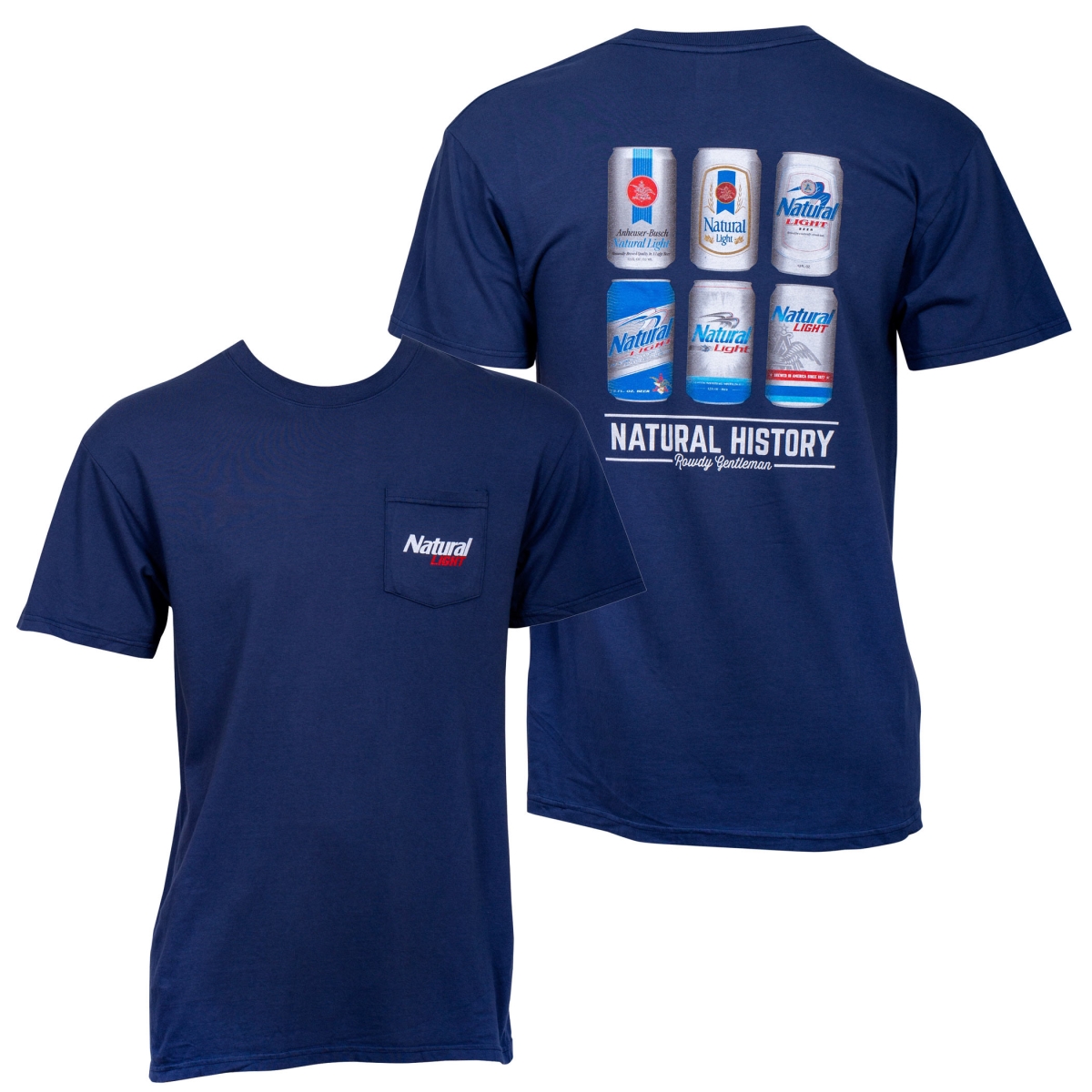 Natty Light Natural History Rowdy Gentleman Blue Mens T-Shirt - Medium
