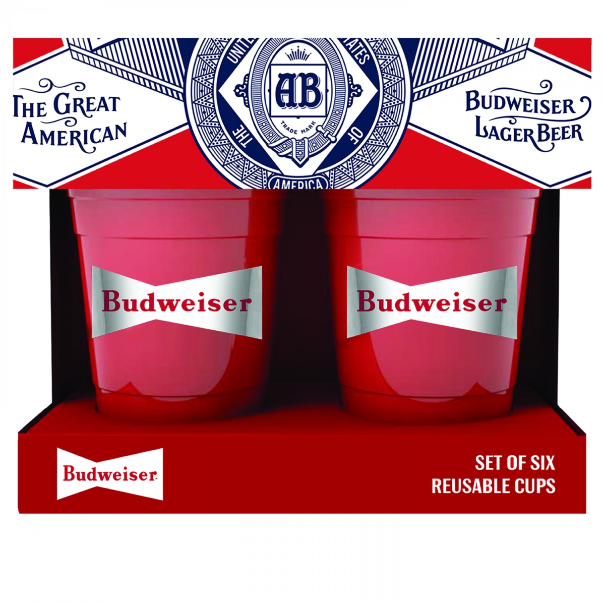 Picture of Budweiser 811469 Reusable Plastic Cups - Pack of 6