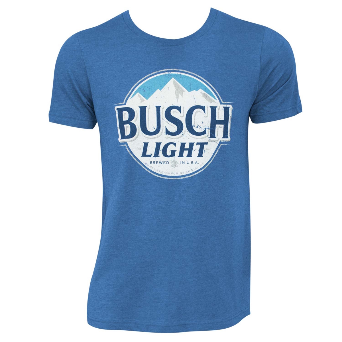 Light Mens Heather Round Logo T-Shirt, Blue - 2XL