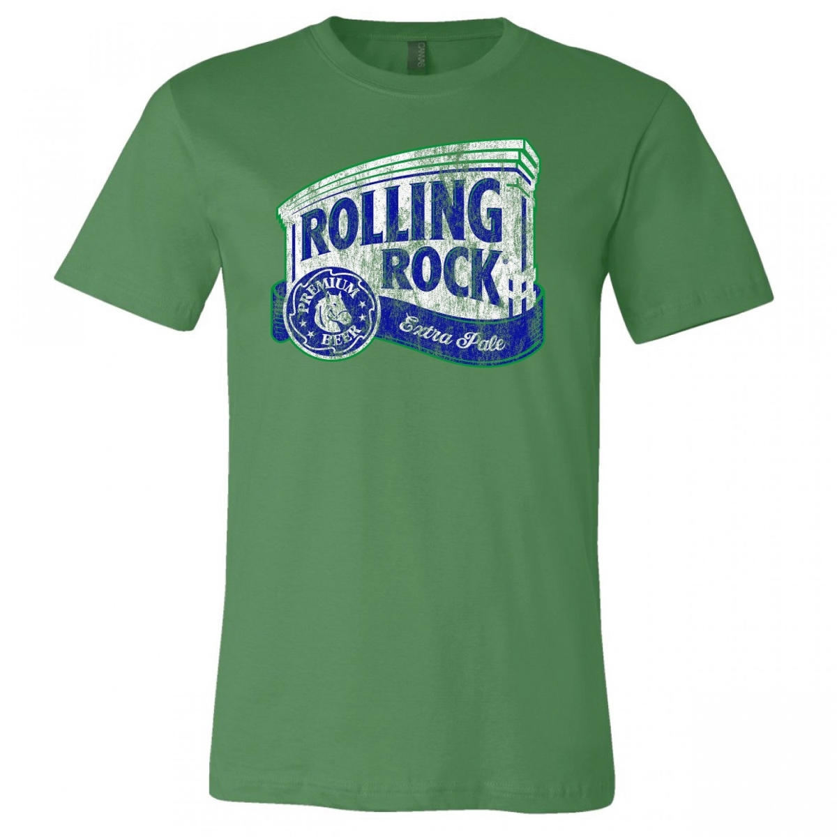 Mens Beer Classic Logo Distressed T-Shirt, Green - Extra Large