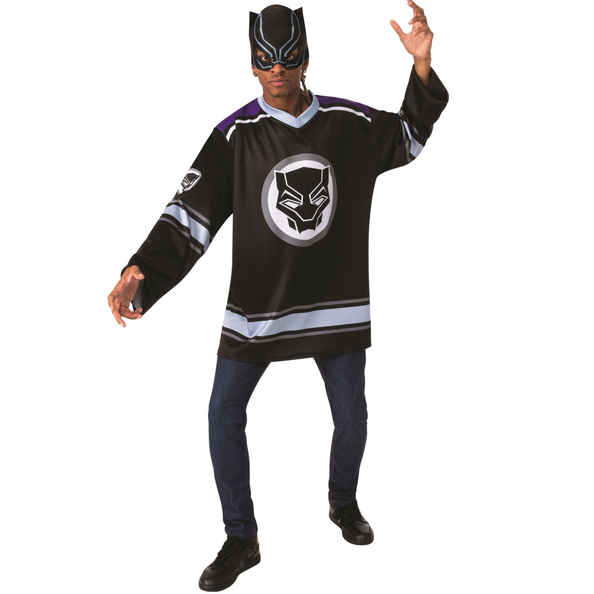 Picture of Black Panther 806428-Standard Black Panther Hockey Jersey & Mask - Standard