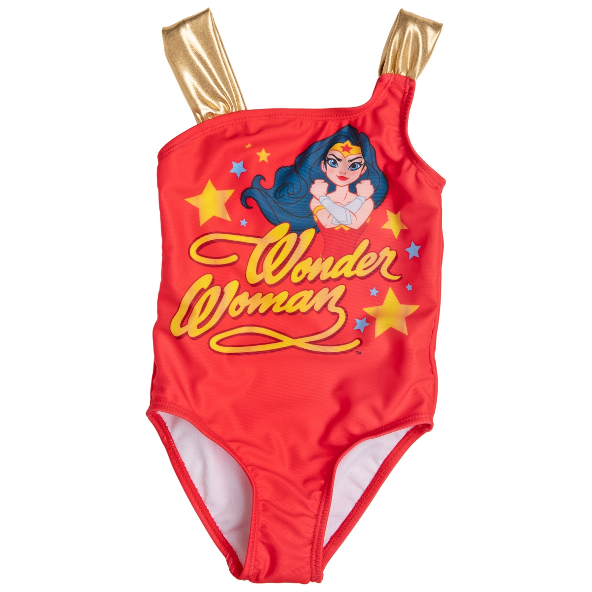 Picture of Wonder Woman 813314-toddler3t Wonder Woman Character Gold Foil One Piece Girls Toddler SwimSuit&#44; Toddler 3T