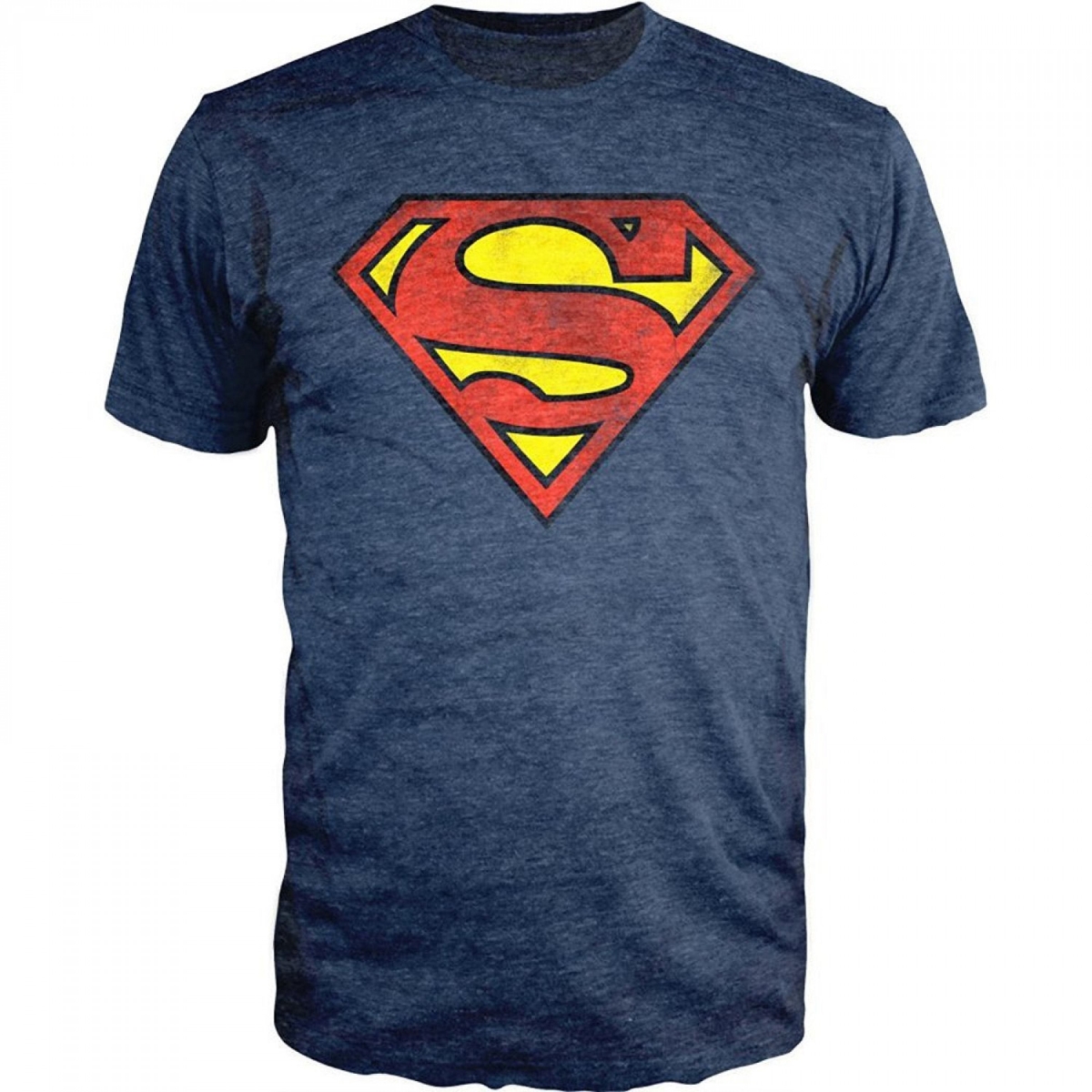 Mens DC Comics Logo Heather T-Shirt, Navy - Medium