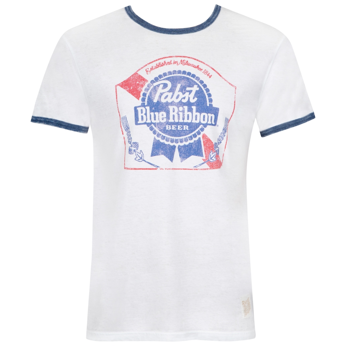 49370-Small  Mens Ringer T-Shirt, White & Navy - Small