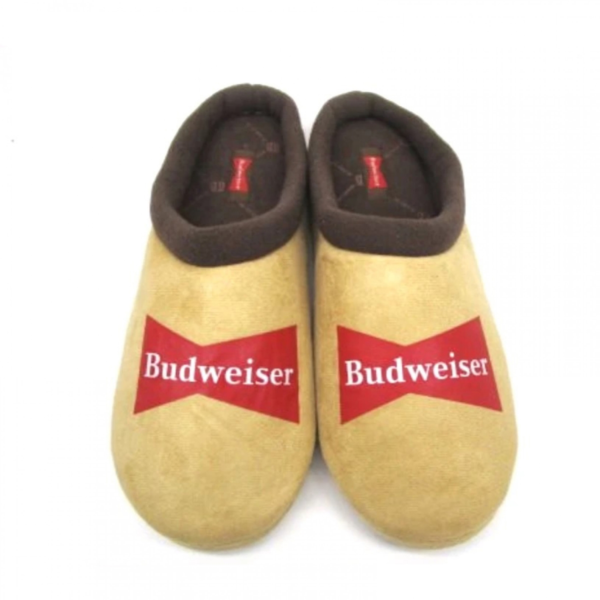 Picture of Budweiser 818291-large-xlarge Budweiser Brand Logo Comfy Slippers with Outdoor Soles&#44; Brown - Large & Extra Large