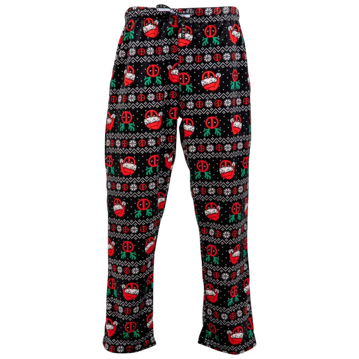 Picture of Deadpool 813502-large 36-38 Unisex Christmas Ugly Sweater Fleece Sleep Pants, Black - Large 36-38