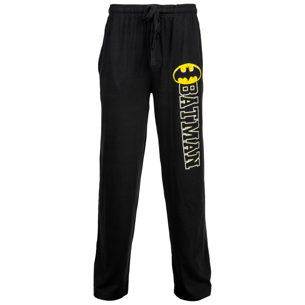 Picture of Batman 810746-small-28-30- Bold Symbol Over Text Outline Unisex Sleep Pants&#44; Black - Small - Size 28-30