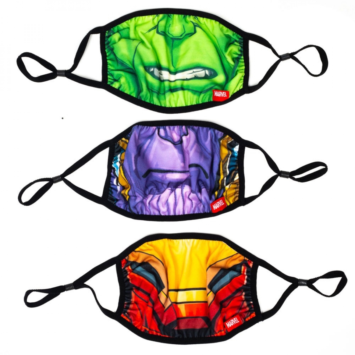 Picture of Avengers 819696 Marvel Avengers Big Face Adjustable Reusable Face Covers&#44; Pack of 3