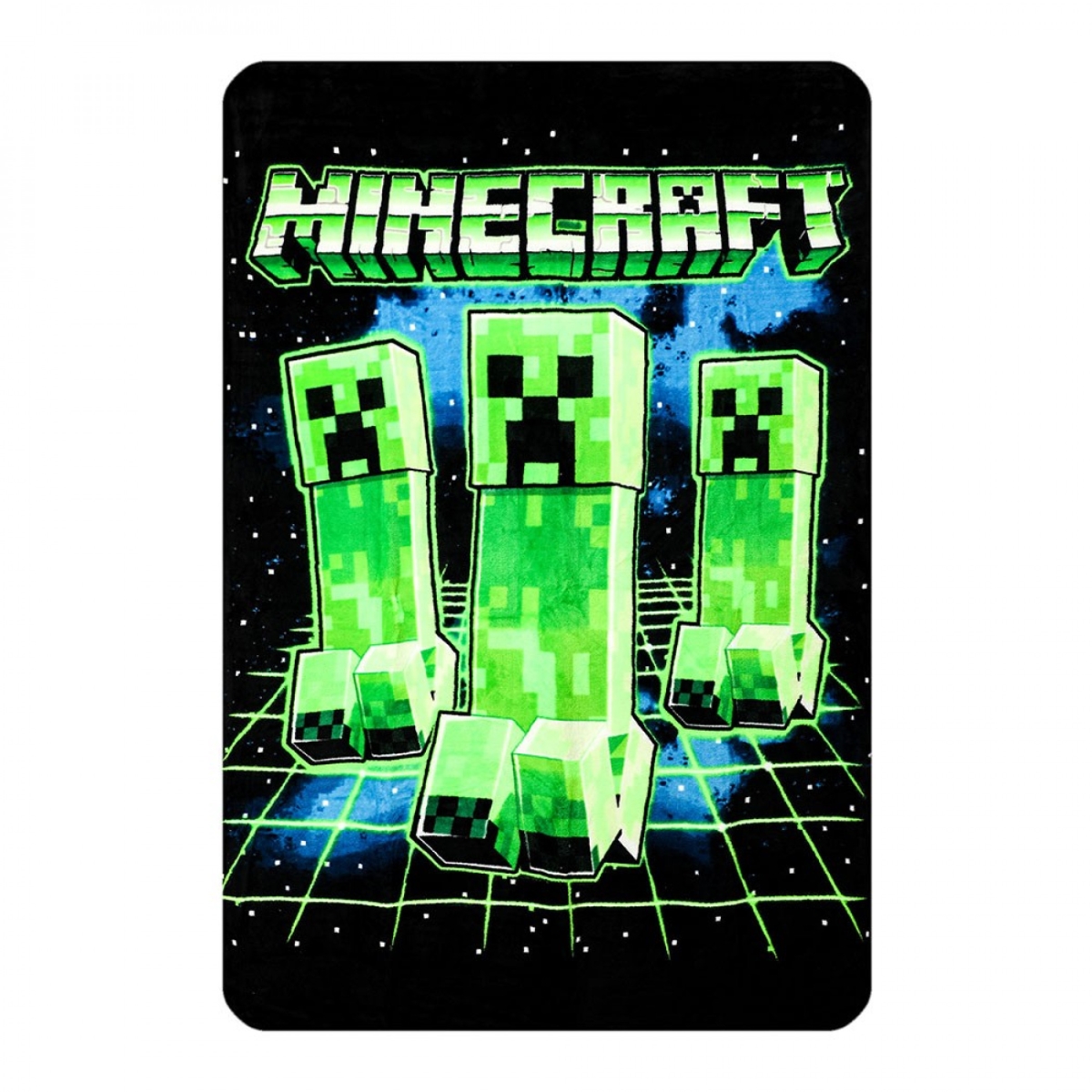Men's Digital Print Minecraft Creepers Throw Blanket in Green/Black