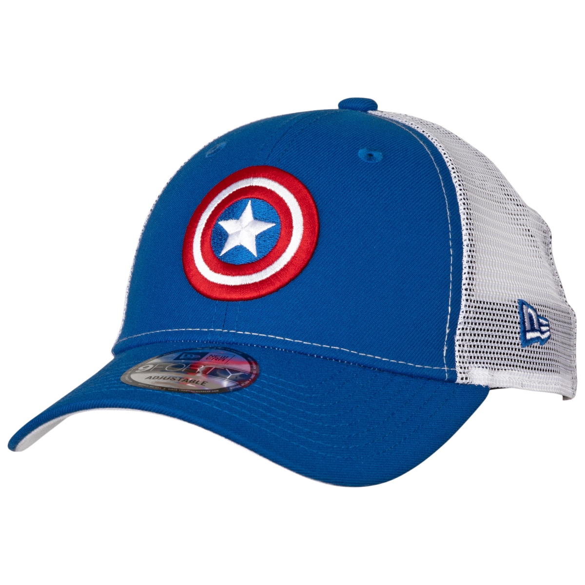 Picture of Captain America 819304 Symbol Trucker New Era 9 Forty Adjustable Hat