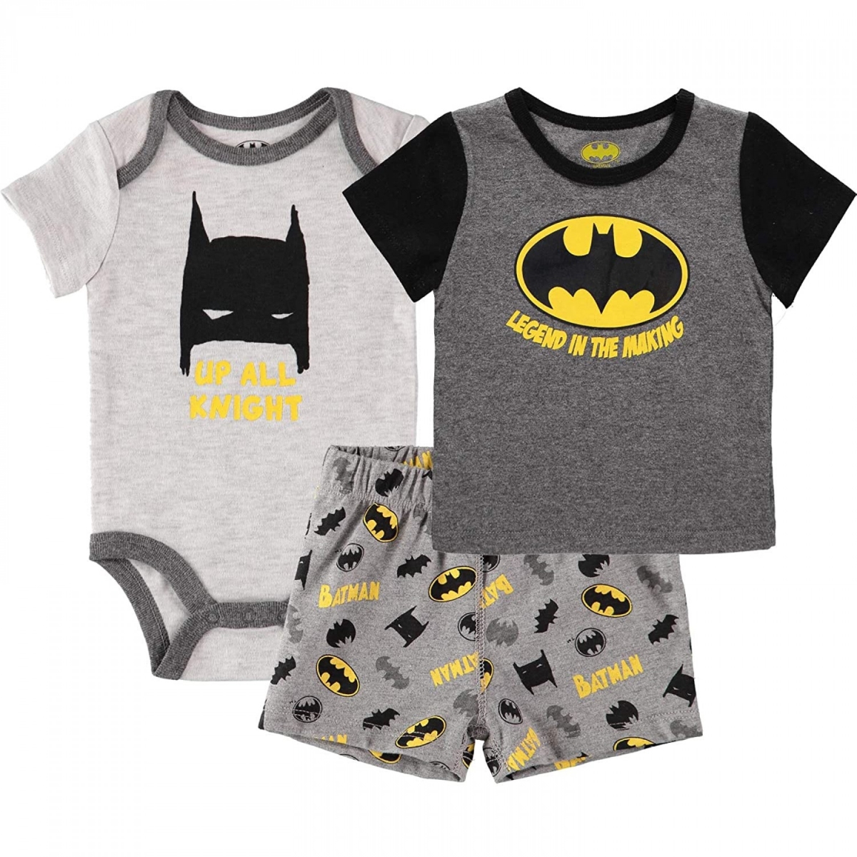 Picture of Batman 815854-0-3months Logo Sleepwear Set&#44; 0-3 Months - 3-Piece