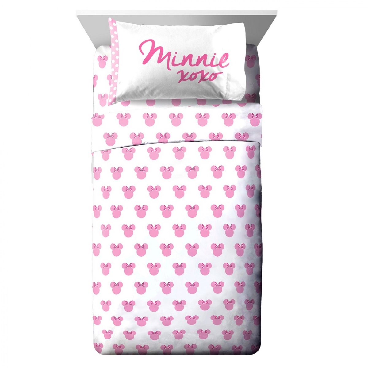 820832 Disney Minnie Mouse XoXo All Over Print Twin Sheet Set - 3 Piece