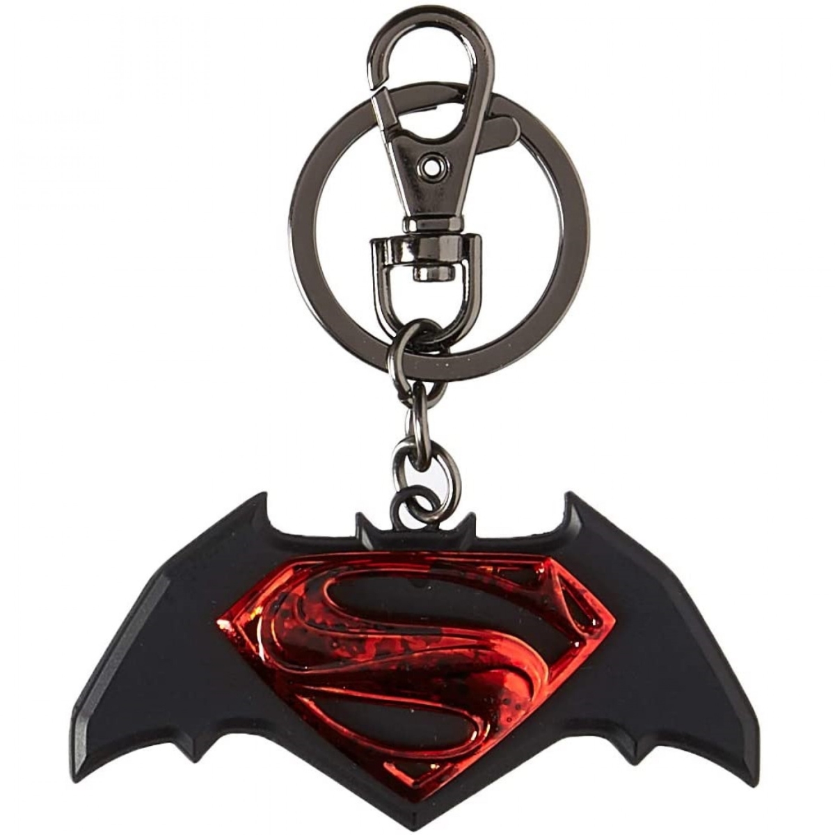 Picture of Batman V Superman Dawn of Justice 826272 Batman vs Superman Stacked Symbol Pewter Keychain