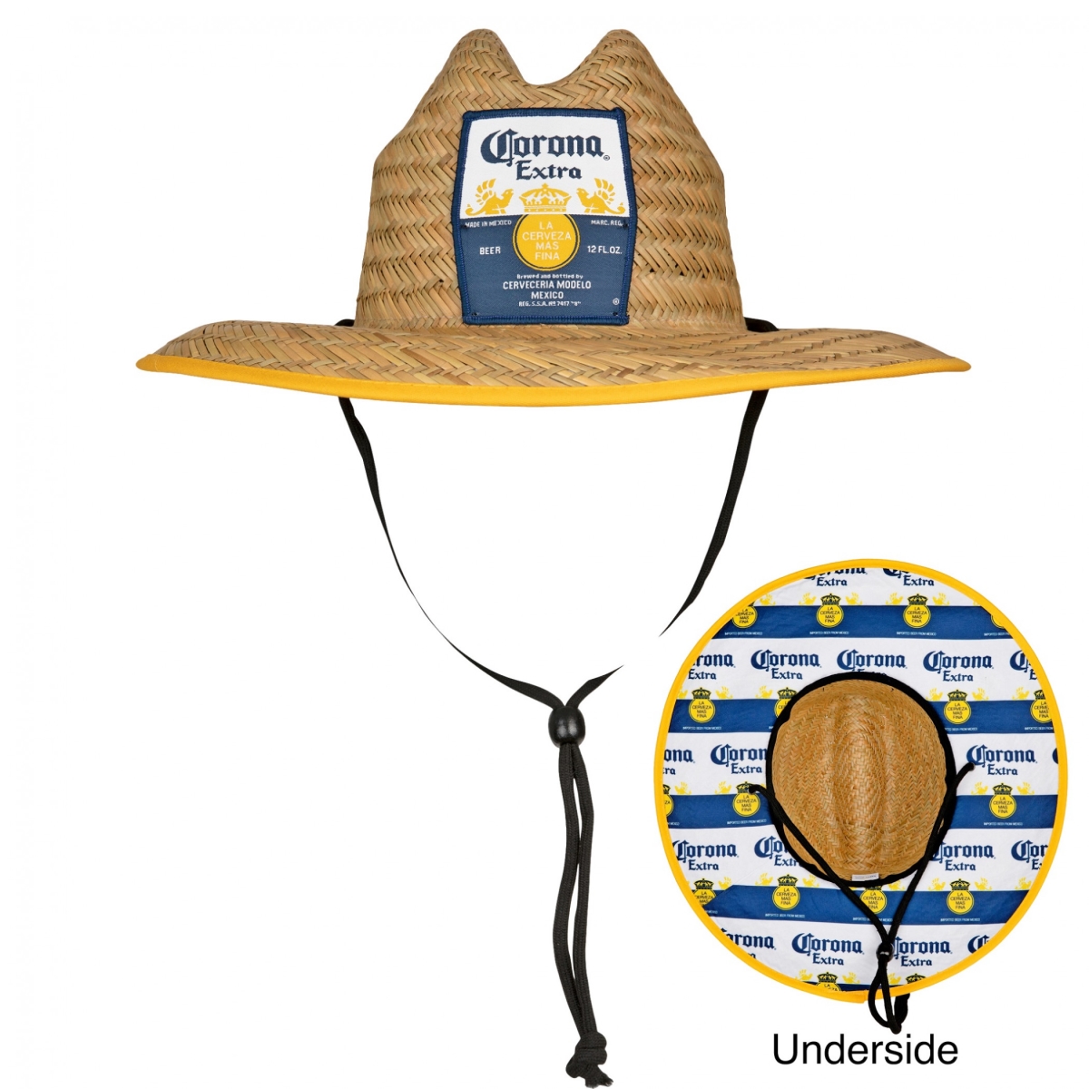 Picture of Corona Extra 827378 Straw Lifeguard Hat with Repeating Label Under Brim