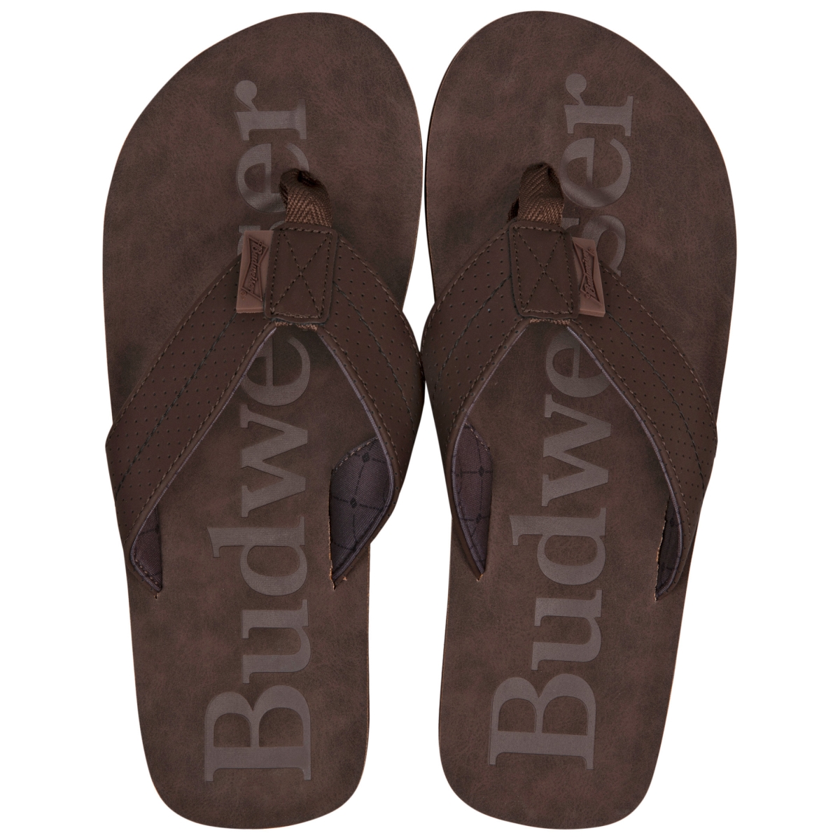 Picture of Budweiser 816799-Medium Printed Brown Distressed Flip Flop Sandals&#44; Medium