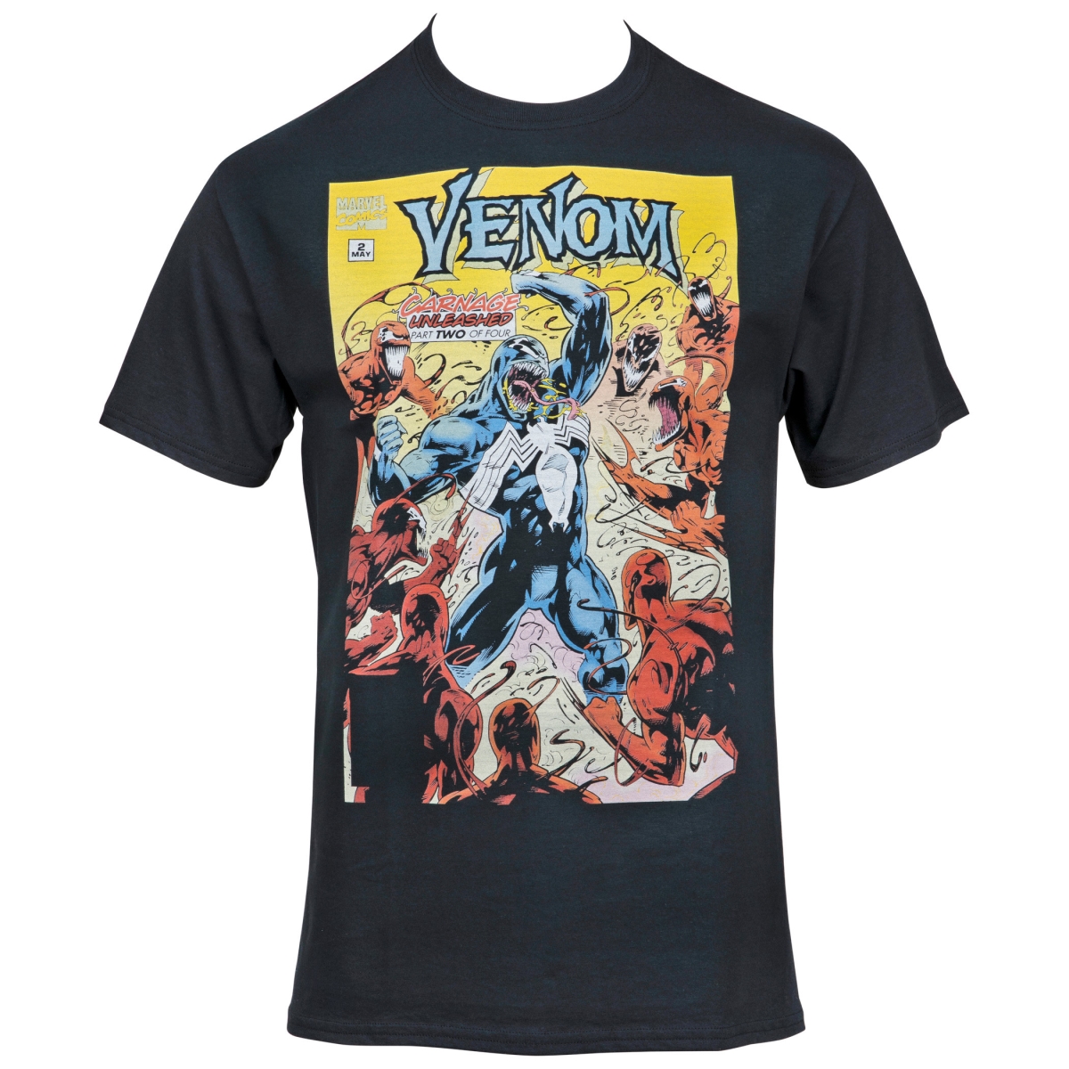 Picture of Venom 830604-medium Venom VS Carnage Symbiotes Comic Cover T-Shirt, Black - Medium
