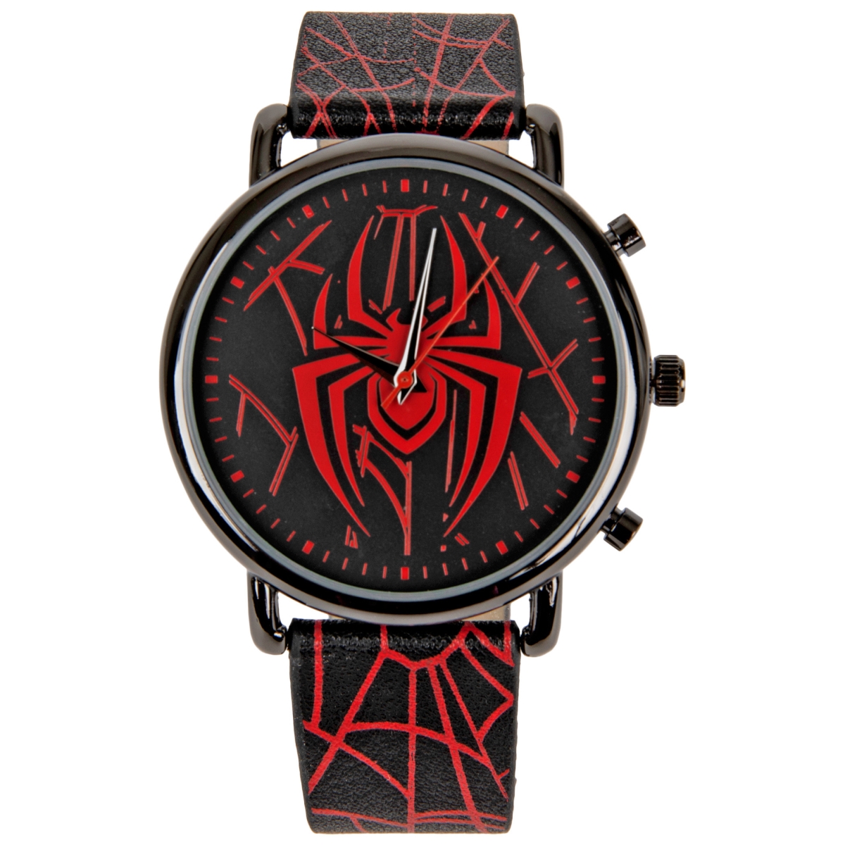 Picture of Spider-man 822539 Spider-Man Symbol & Webbing Watch with Faux Leather Strap&#44; Black & Red