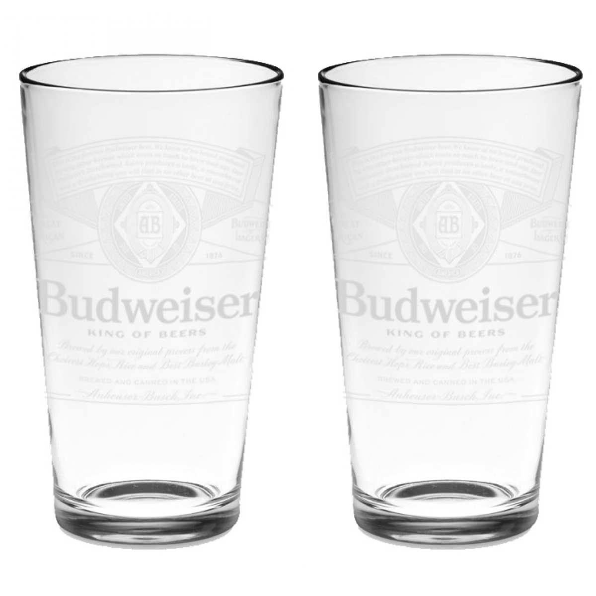 Picture of Budweiser 828652 Budweiser Classic Logo Pint Glass Set, Clear - Pack of 2