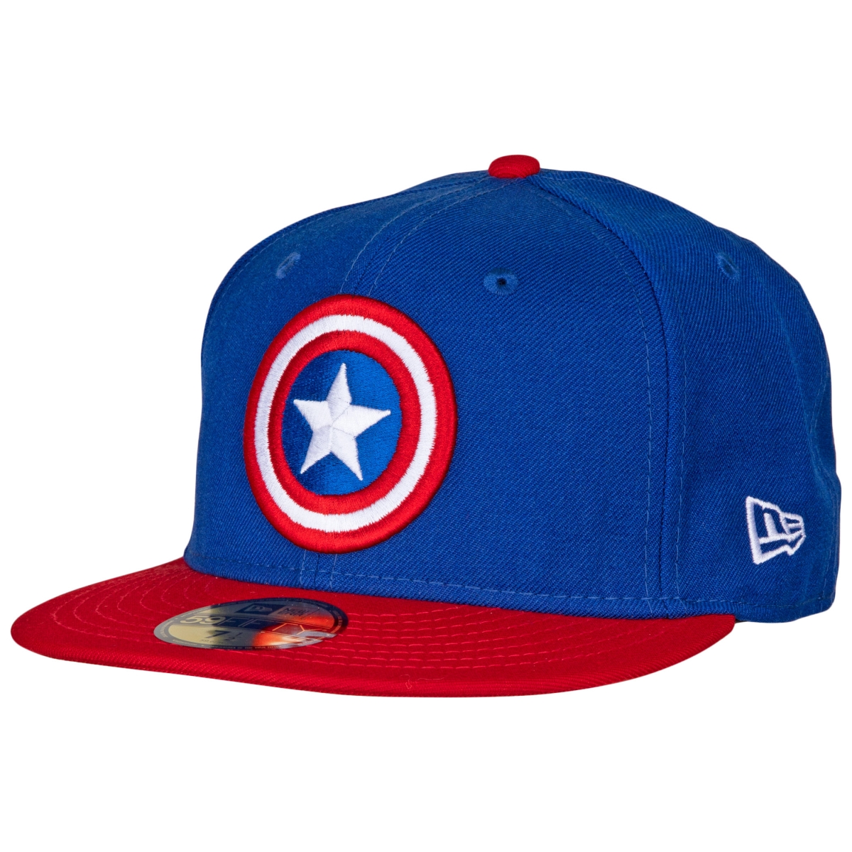Picture of Captain America 830906-71-8fitted 7.125 in. Captain America Shield Wool 59Fifty Fitted Cap, Blue