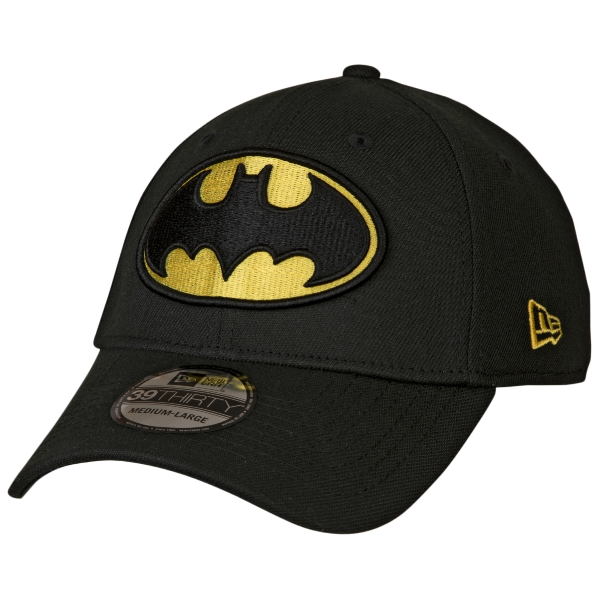 Picture of Batman 819366-medium-large Batman Classic Symbol Color Block New Era 39Thirty Fitted Hat&#44; Black - Medium to Large