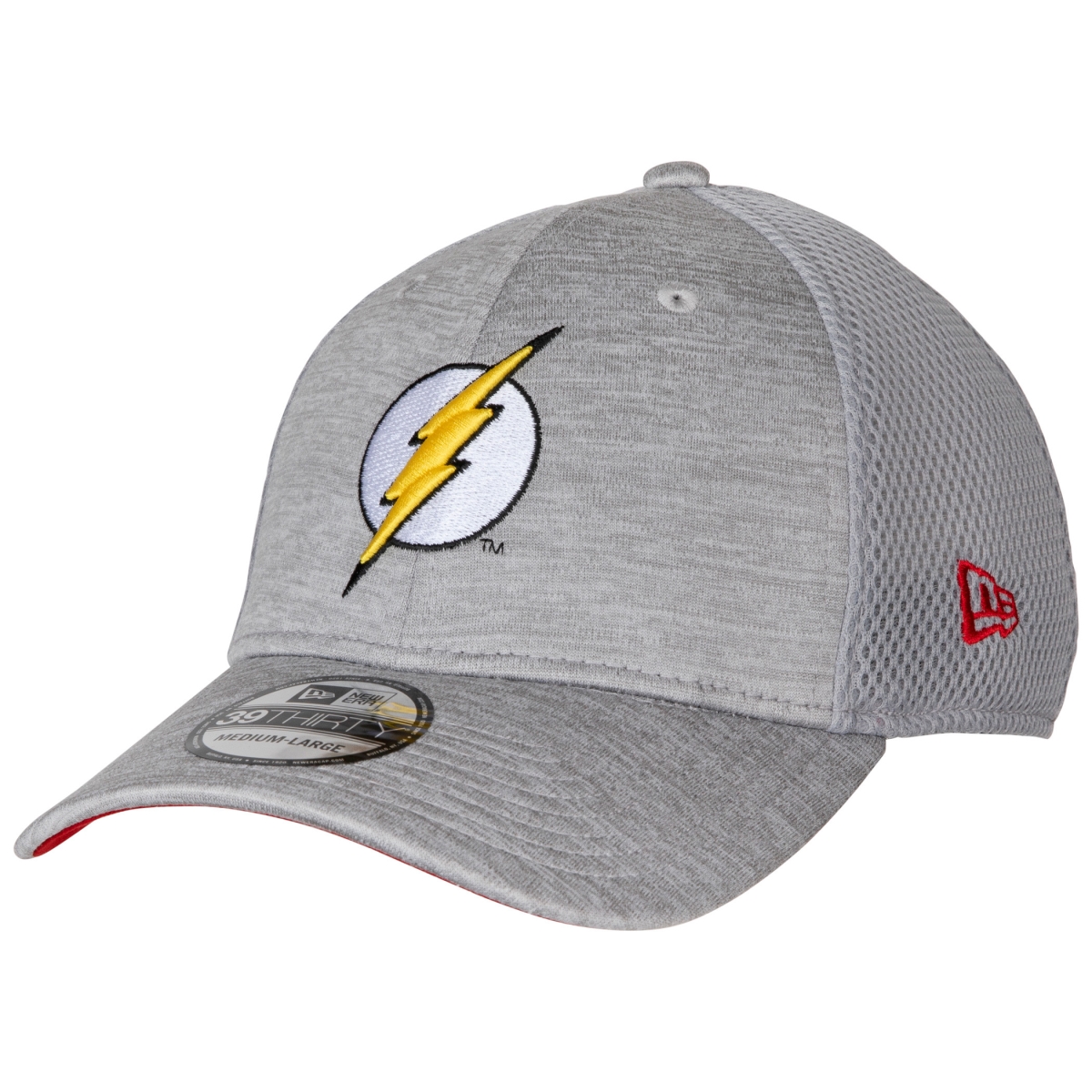 Picture of Flash 826072-large-xlarge The Flash Symbol Grey Shadow Tech New Era 39Thirty Fitted Hat&#44; Grey - Large to XLarge