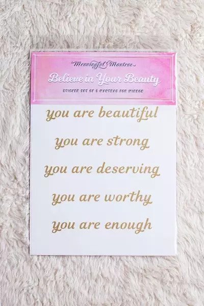 Believe In Your Beauty Mirror Decals, Gold