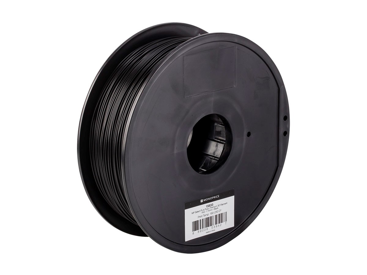 15833 1 kg, 1.75 mm MP Select PLA Plus Premium 3D Filament - Black -  Monoprice