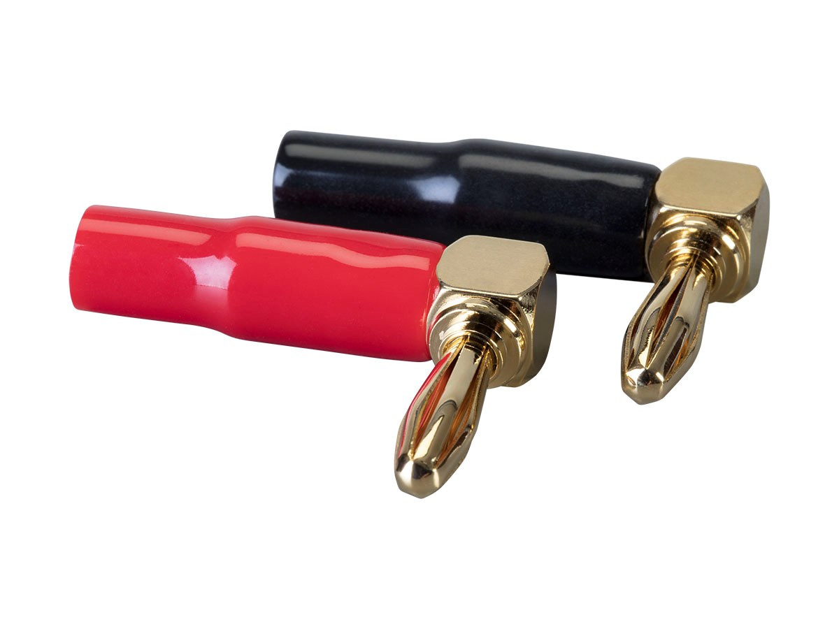 Picture of Monoprice 21915 Right Angle 24K Gold Plated Banana Speaker Wire Cable Screw Plug Connectors - 10 Pair
