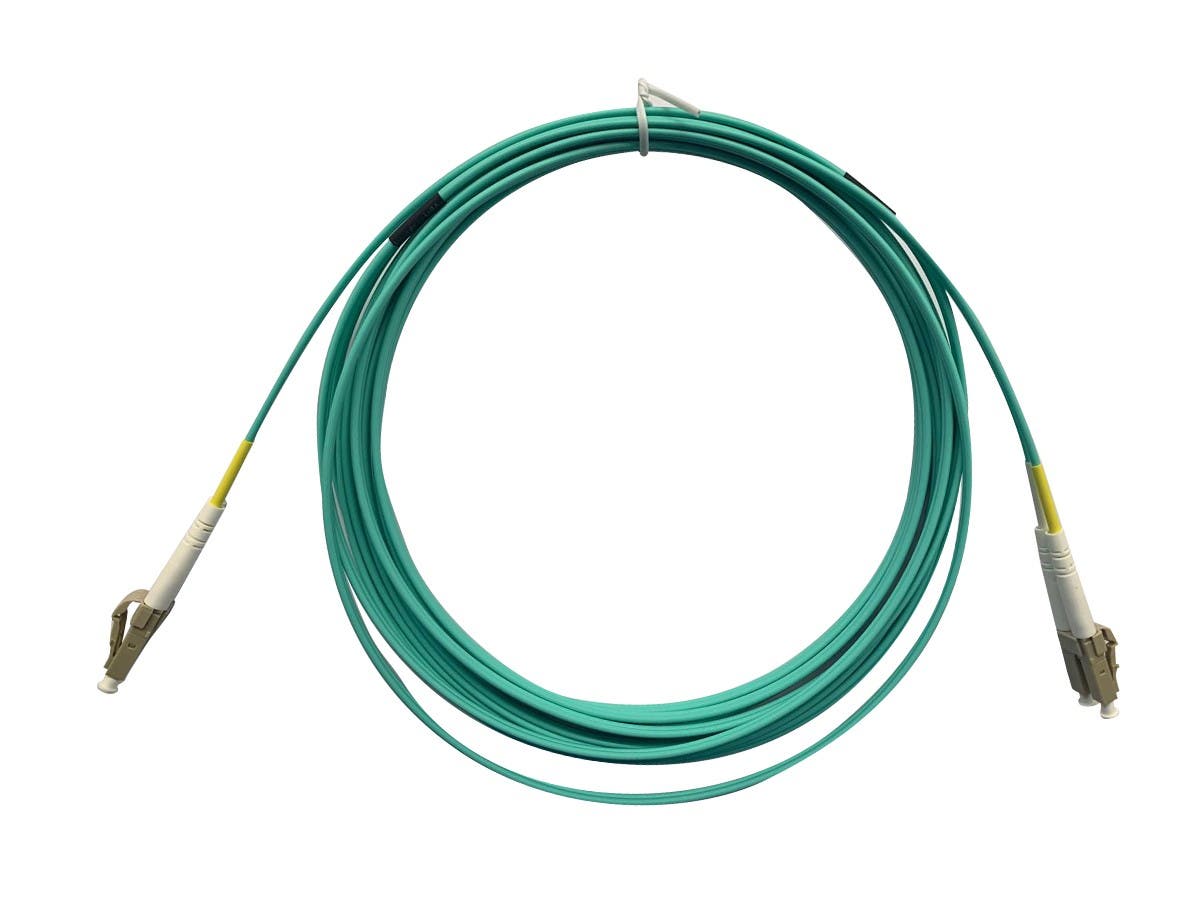 Picture of Monoprice 41700 15 m Multi Mode LC to LC UL 50 by 125 Type 10GB OFNR Corning OM4 Fiber Optic Cable&#44; Aqua