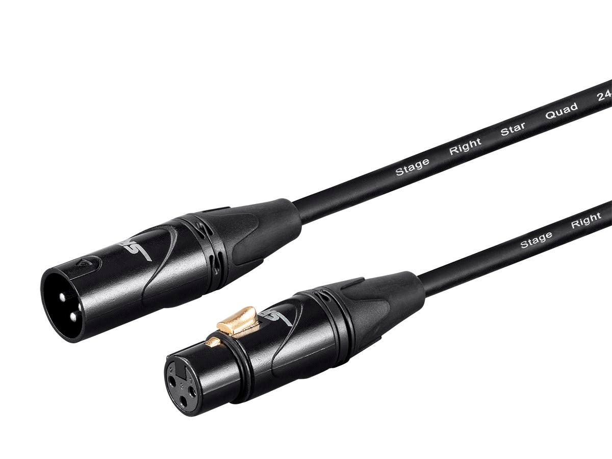 Picture of Monoprice 35322 75 ft. 24AWG Stage Right Starquad XLR Microphone Cable - XLR-M to XLR-F Optimized for Analog Audio&#44; Gold & Black