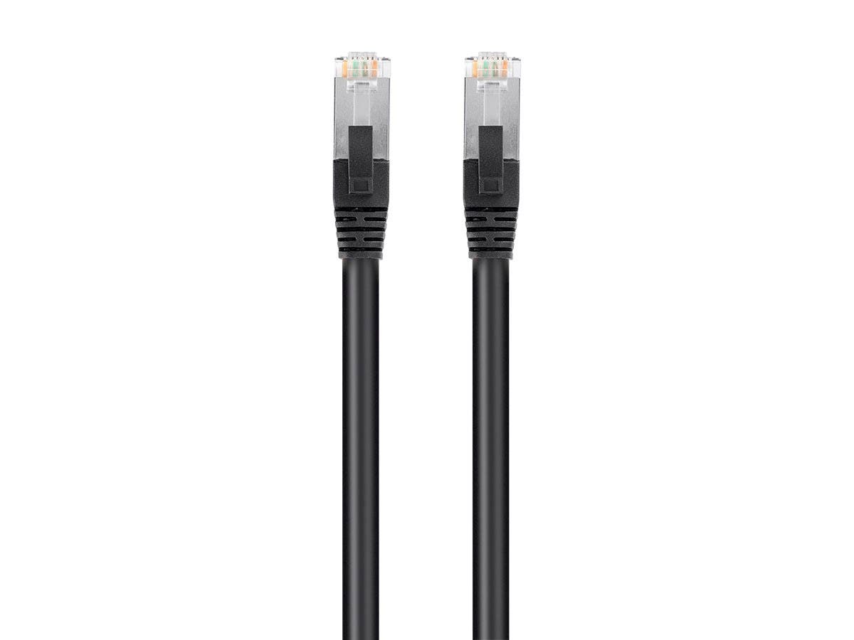 Picture of Monoprice 41040 Cat6 PoE Ethernet Patch Cable with 600V Shielded RJ45 Solid&#44; Black - 550MHz - STP U-FTP - 24AWG - 100 ft.