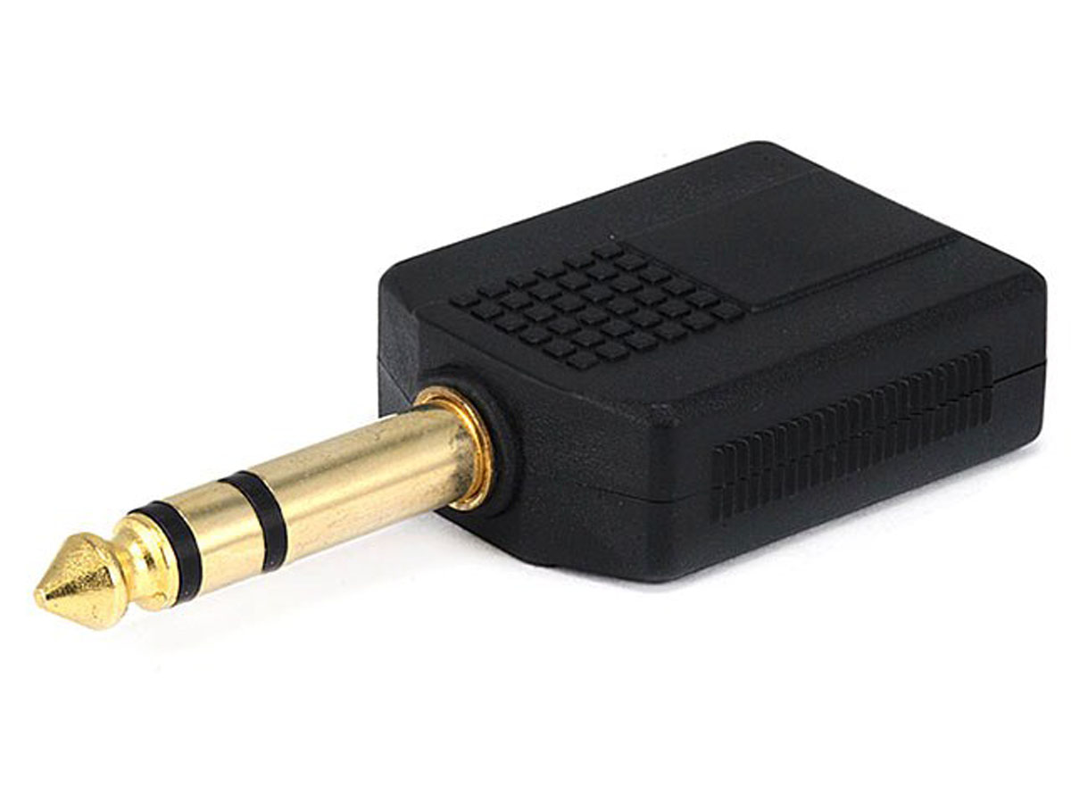 Picture of Monoprice 7221 6.35mm Stereo Plug to 2 x 6.35mm Stereo Jack Splitter Adapter&#44; Gold Plated