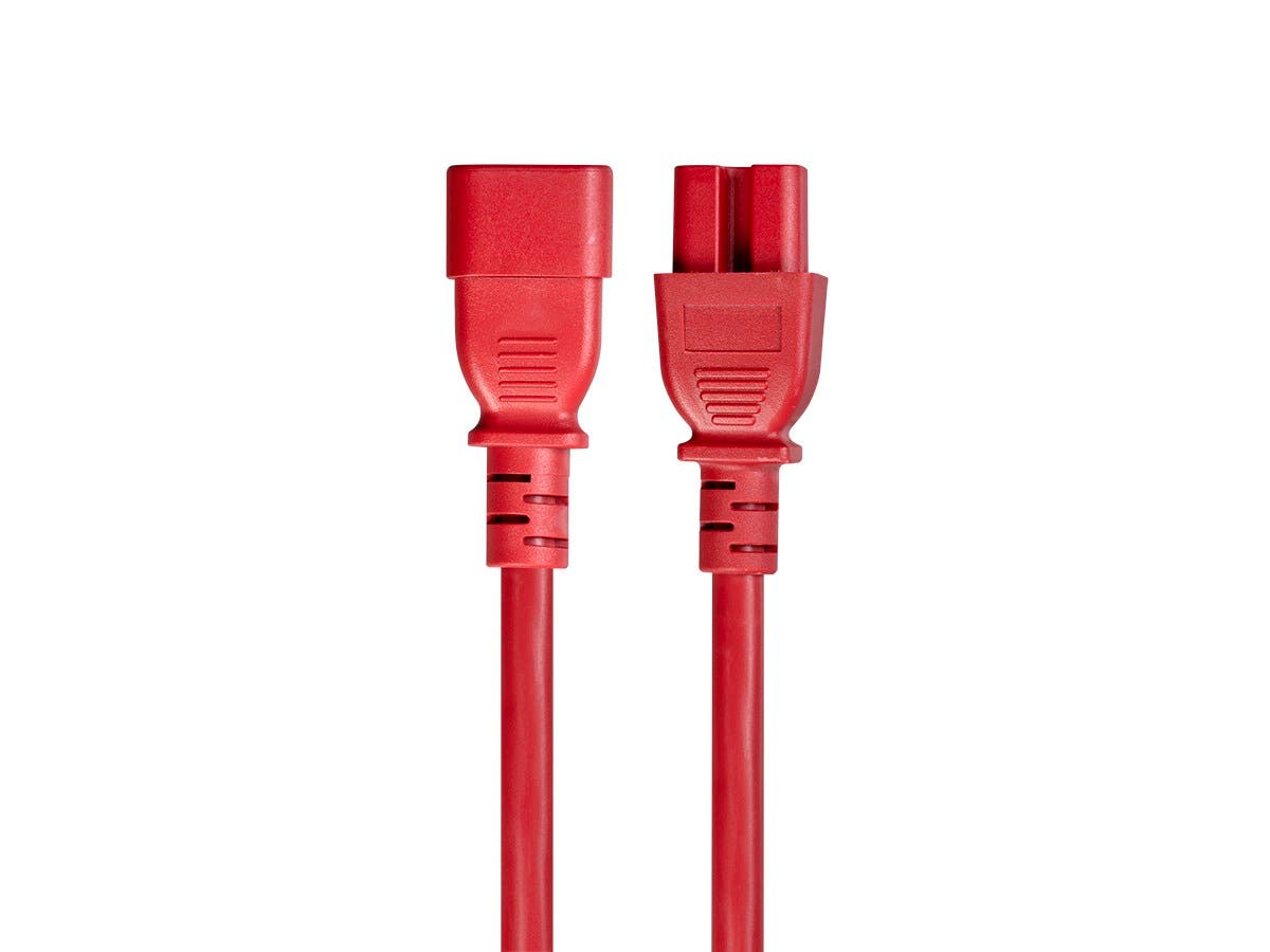Picture of Monoprice 33652 Heavy Duty Power Cable with IEC 60320 C14 to IEC 60320 C15 14AWG 15A-1875 watts SJT Connector - 100-250V - 3 ft.