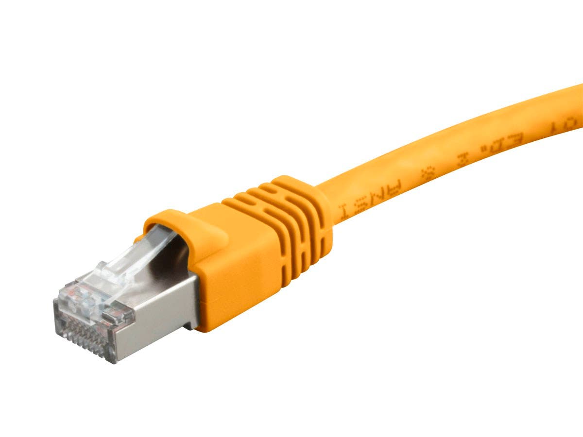 Picture of Monoprice 24358 7 ft. Cat6A Ethernet Patch Cable with Snagless RJ45 550MHz STP Pure Bare Copper Wire 10G&#44; Yellow - 26AWG