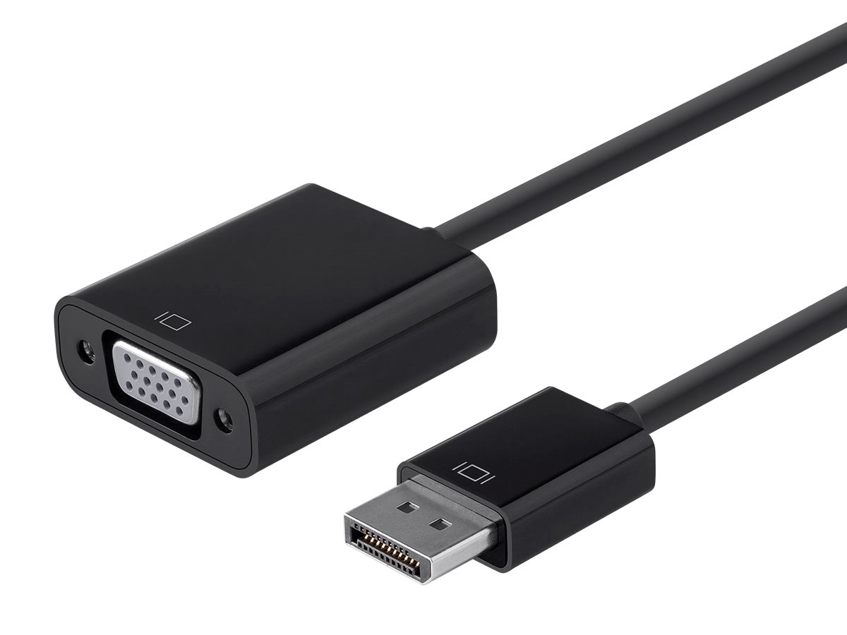 DisplayPort 1.2A to VGA Active Adapter - Black - 6-inch Cable - 1080p Support