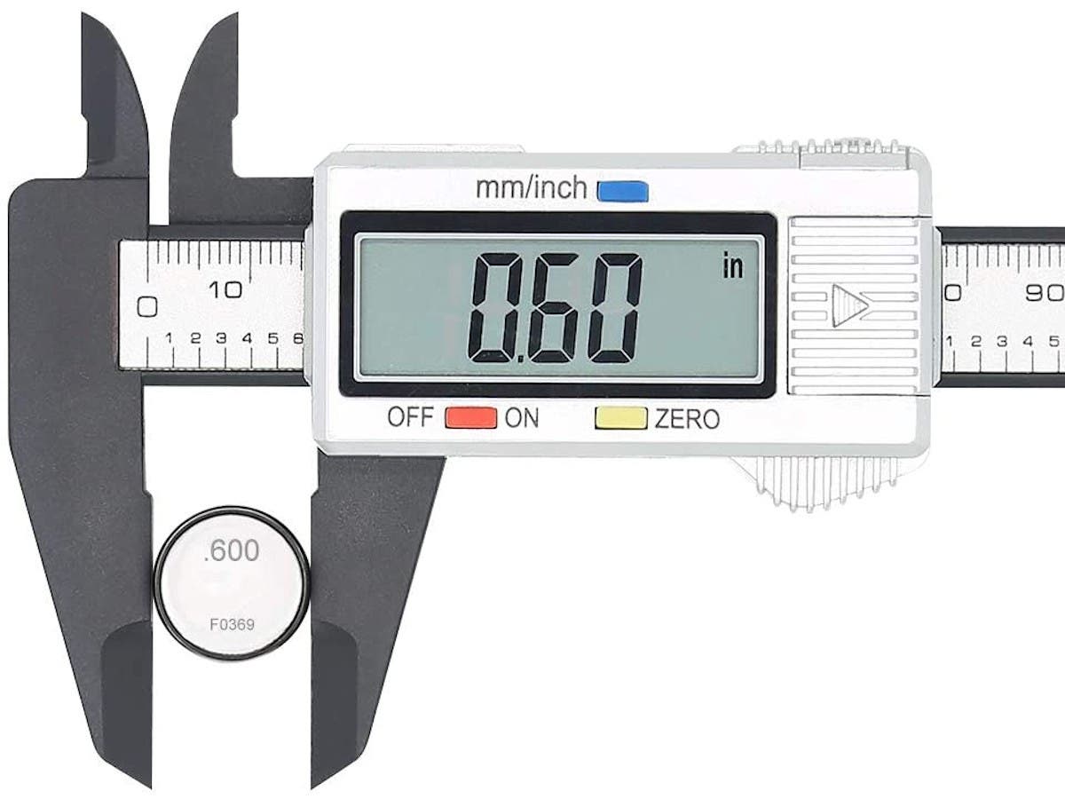 Picture of Monoprice 42690 Electronic Digital Caliper Plastic Vernier Caliper Caliper Measuring Tool with Inch & Millimeter Conversion Extra Large LCD Screen