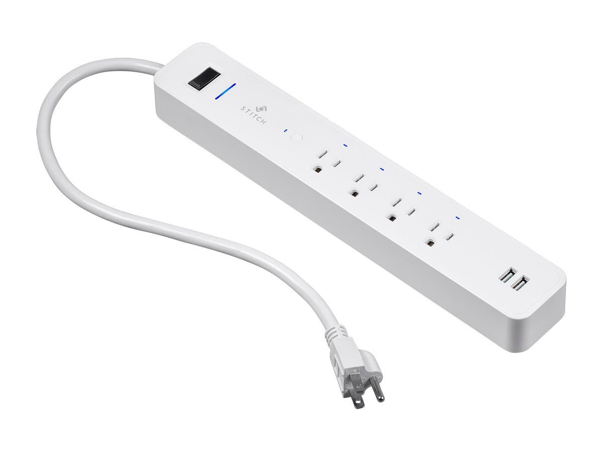 Picture of Monoprice 34082 1875W 125V 2.1A AC 15A 4 Outlet 2 Always-On USB Ports Wireless Smart Power Strip with Alexa & Google Home for Touchless Voice Control