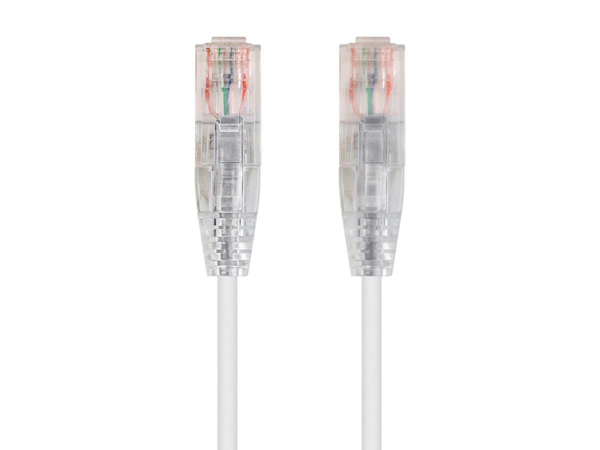Picture of Monoprice 34624 25 ft. SlimRun Cat6 Ethernet Patch Cable - Snagless RJ45 - Stranded - 550MHz - UTP - Pure Bare Copper Wire - 28AWG&#44; White