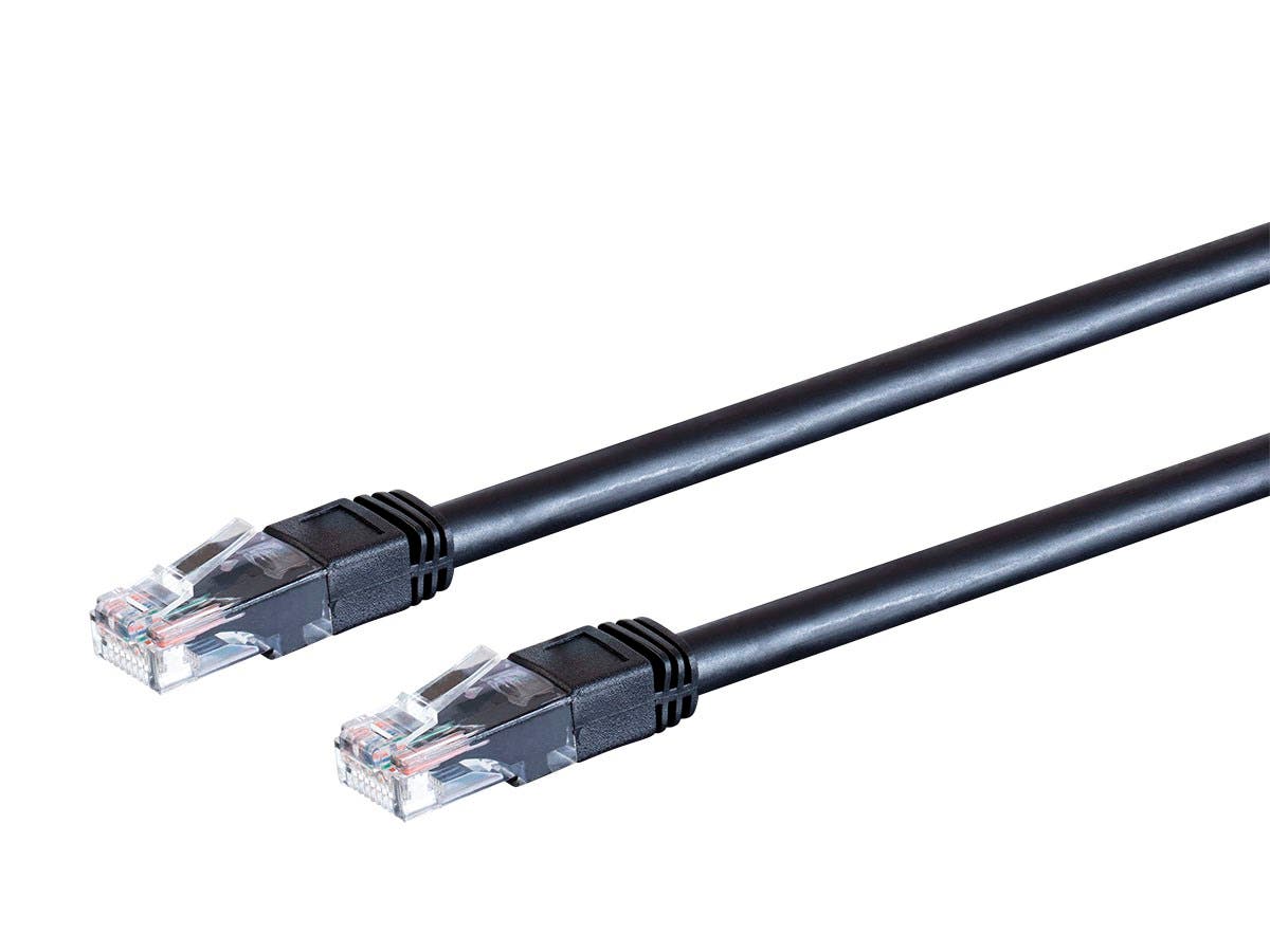 Picture of Monoprice 36218 Cat6 Outdoor Rated Ethernet Patch Cable with Molded RJ45 Connectors Stranded 550MHz UTP Pure Bare Copper Wire&#44; Black - 24AWG - 100 ft.
