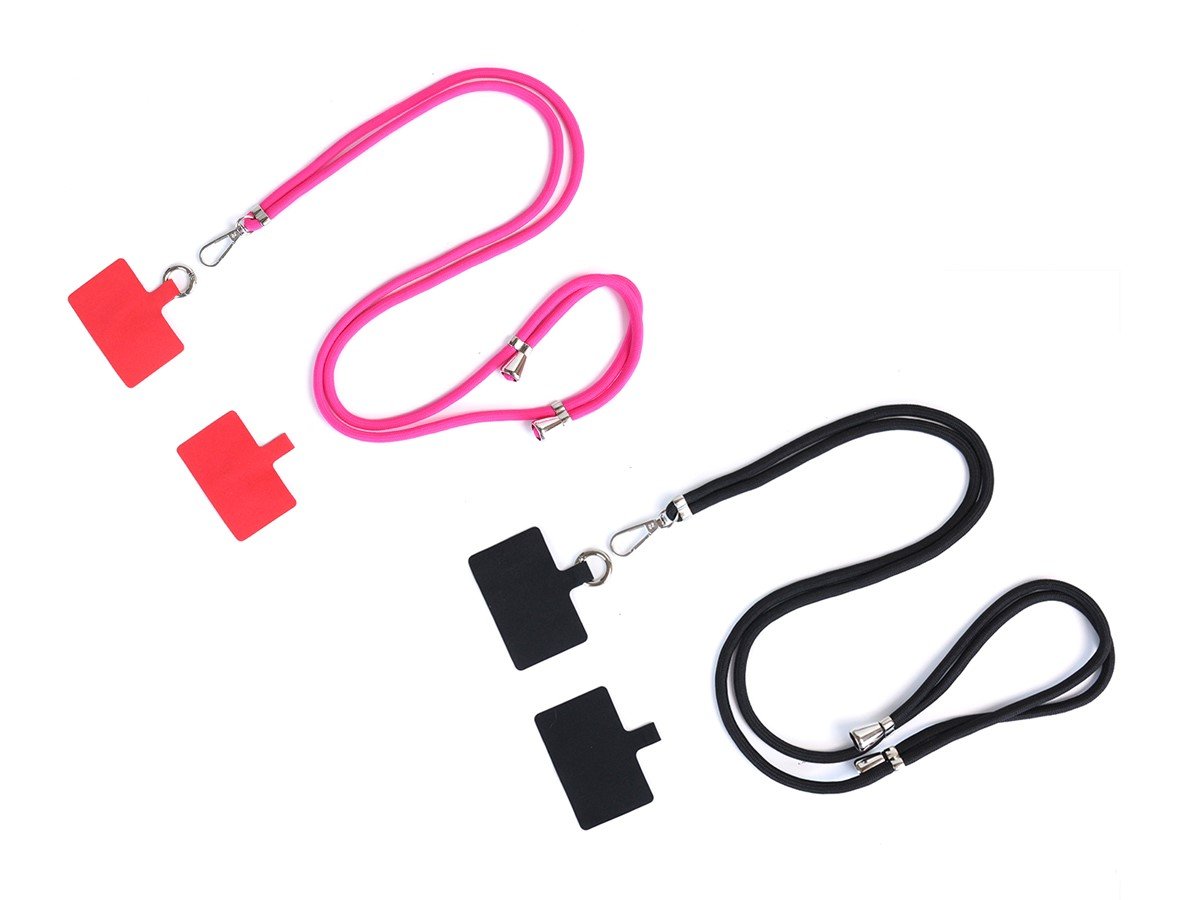 44967 MPM Universal Crossbody Cell Phone Lanyard with Adjustable Nylon Neck Strap - Pink & Black - Pack of 2
