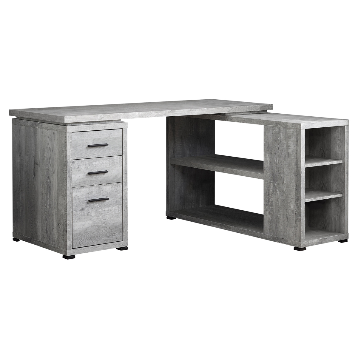 Picture of Monarch Specialties I 7421 Grey Reclaimed Wood Left or Right Facing Corner Computer Desk