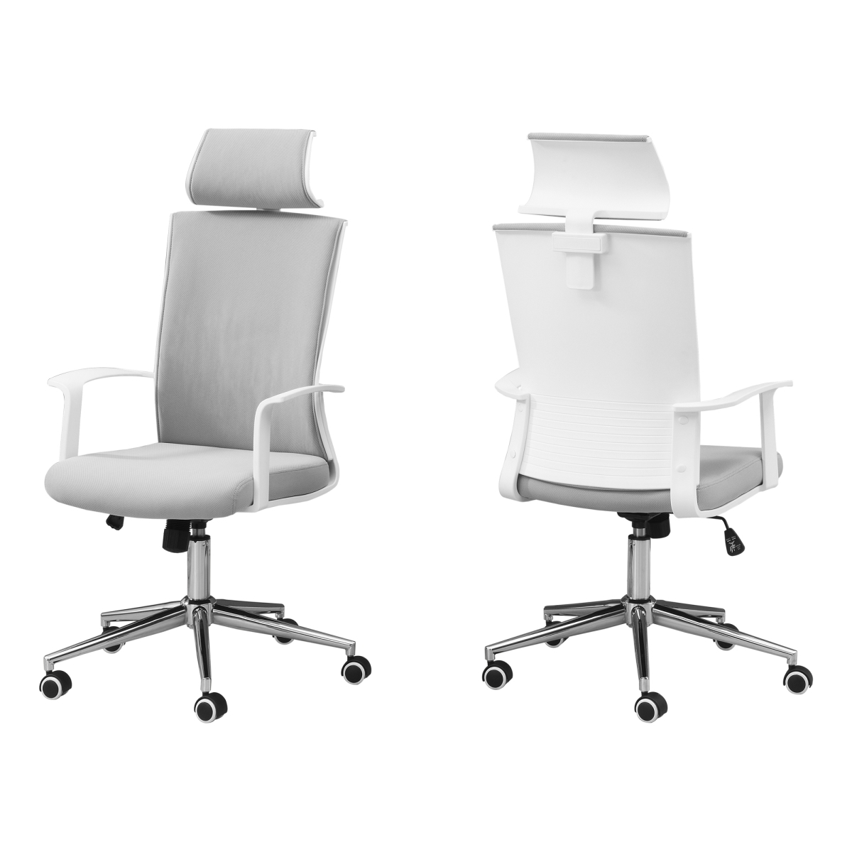 High Back Grey Fabric Executive Office Chair, White -  Daphne's Dinnette, DA2618214