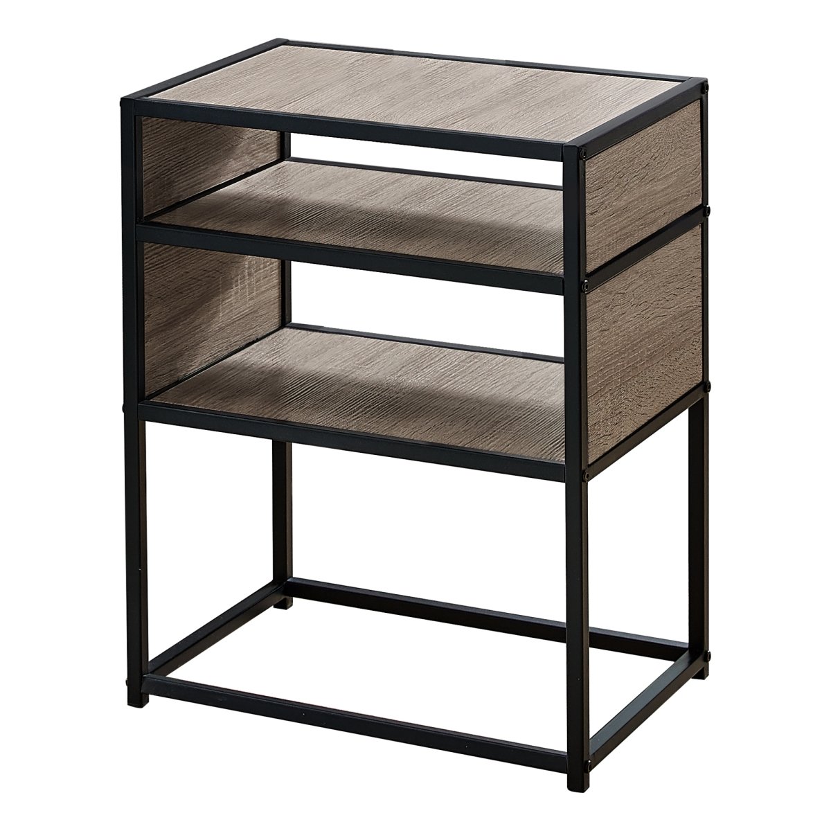 I 3507 22 in. Metal Accent Table with Table Top - Dark Taupe & Black -  Monarch Specialties