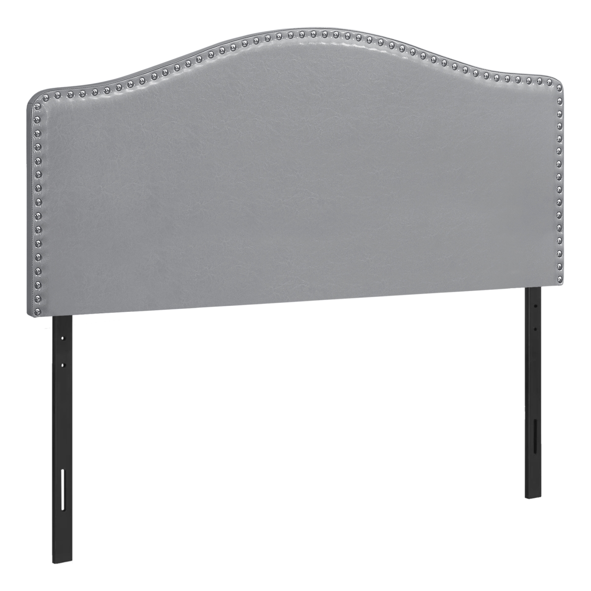 I 6011F 57.25 x 3 x 50.5 in. Bed - Grey Leather-Look Headboard Only - Full Size -  Monarch Specialties