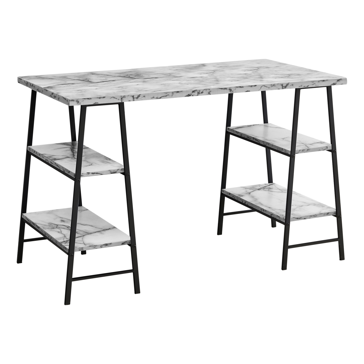 Picture of Monarch Specialties I 7527 48 in. Metal Marble Look Computer Desk&#44; White & Black