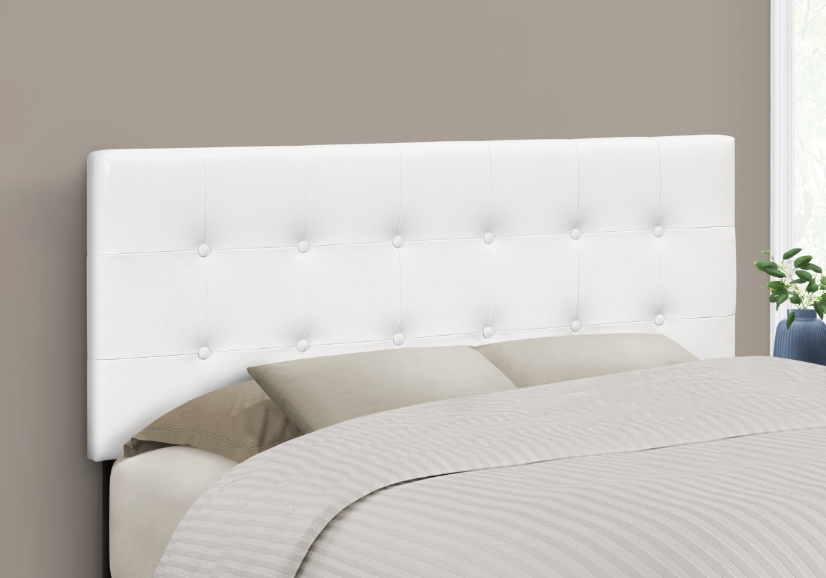 I 6002F Leather-Look Bed with Headboard Only, White & Black - Full Size -  Monarch Specialties