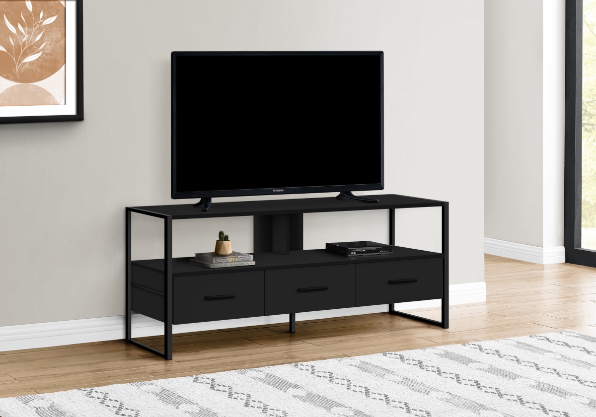 I 2616 48 in. Black Metal TV Stand -  Monarch Specialties