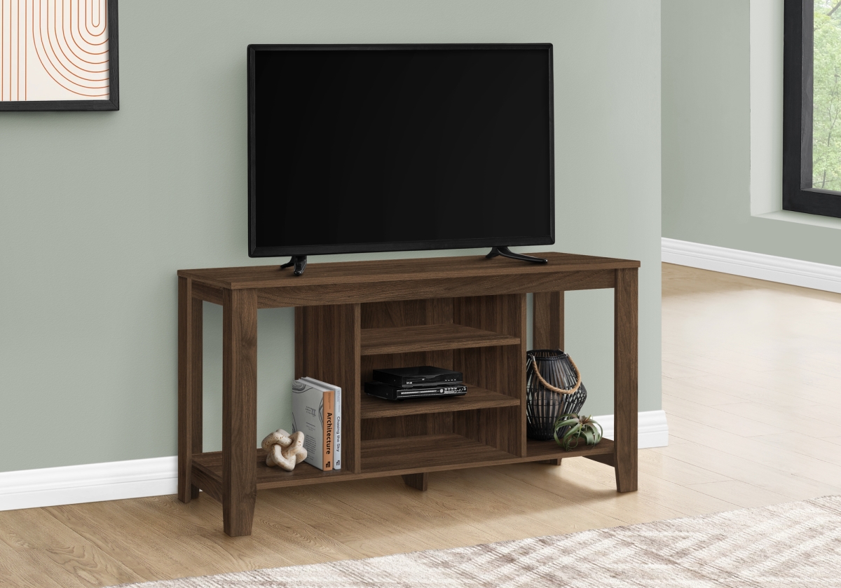 I 3566 48 in. TV Stand, Dark Walnut -  Monarch Specialties